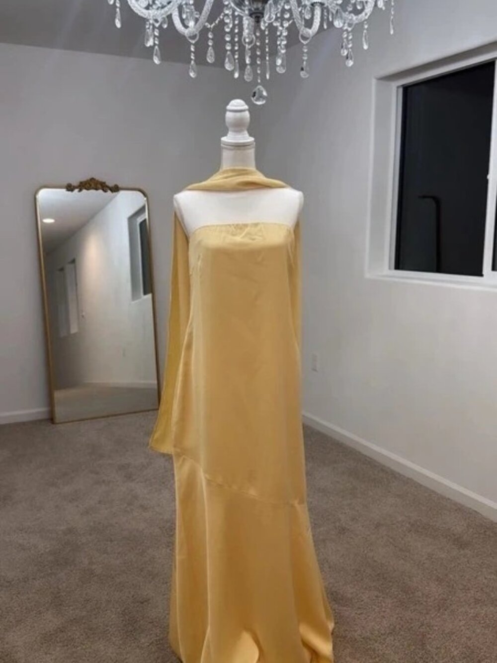 Fashion Nova Butter Yellow Satin Dress